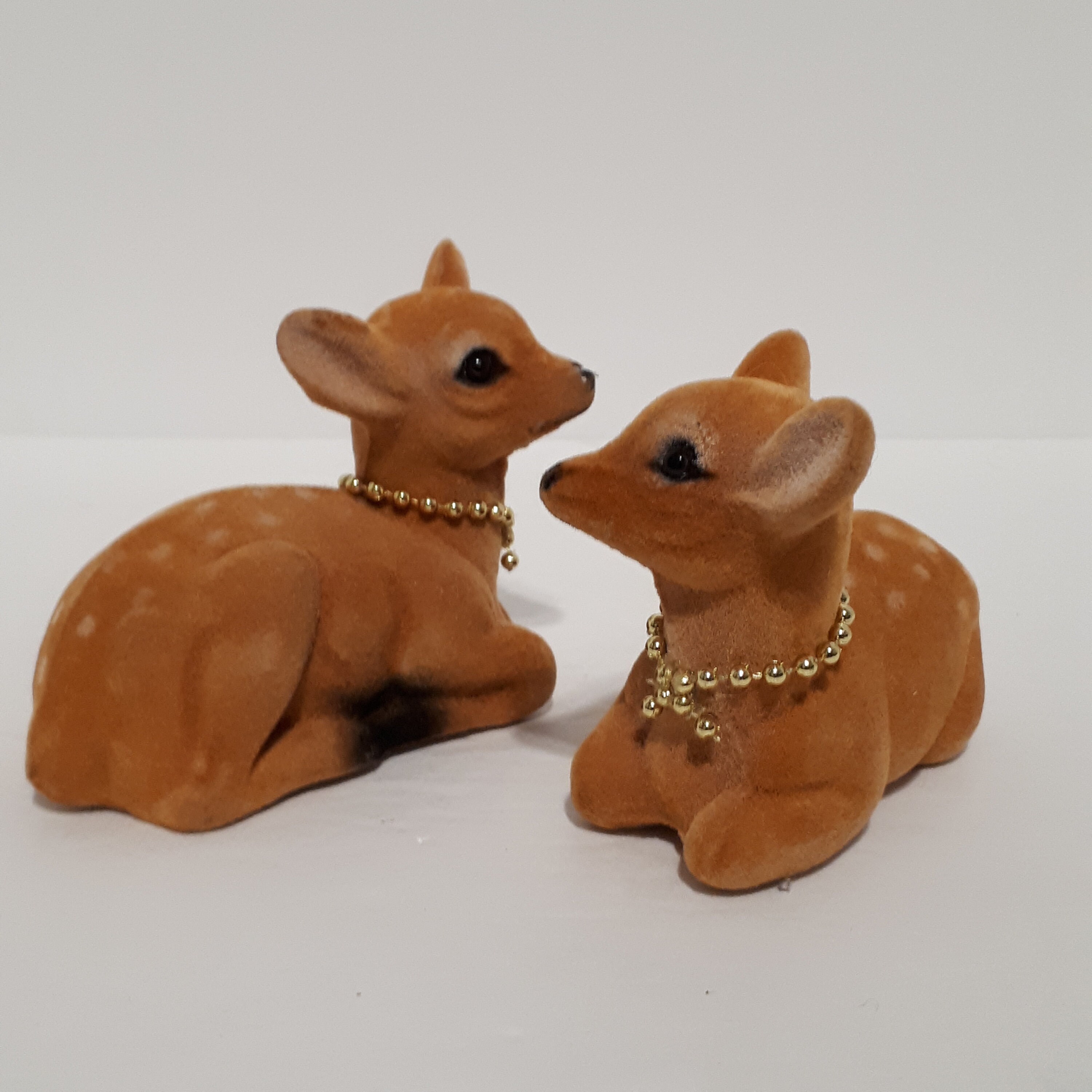 Vintage Deer Ornaments Two Flocked Holiday Decor Etsy Canada