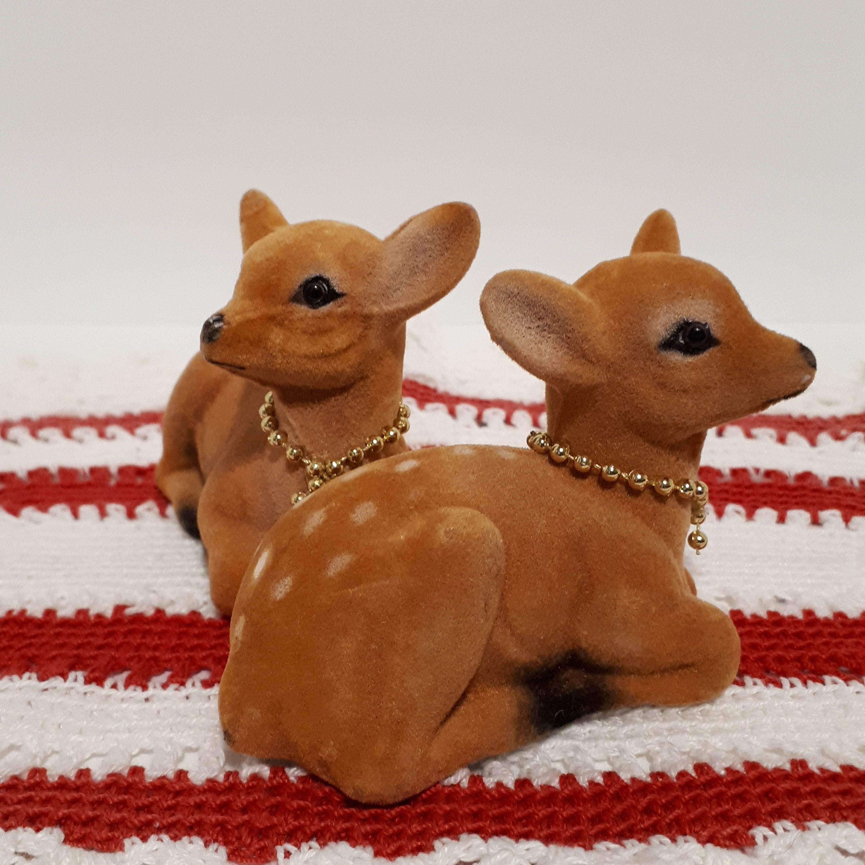 Vintage Deer Ornaments Two Flocked Holiday Decor Etsy Canada