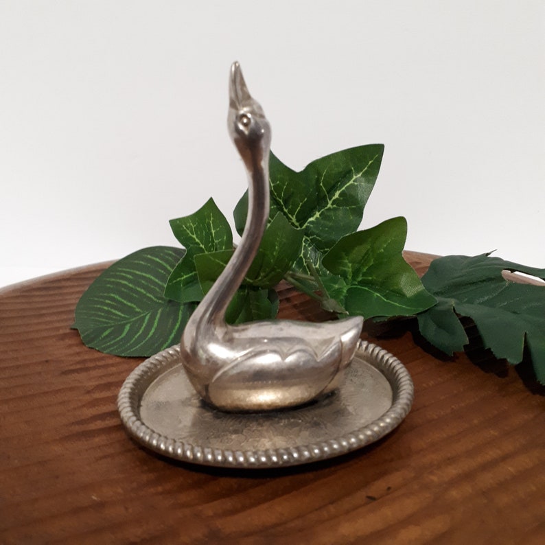 Swan Ring Holder Dishtree Silver Plated Vintage
