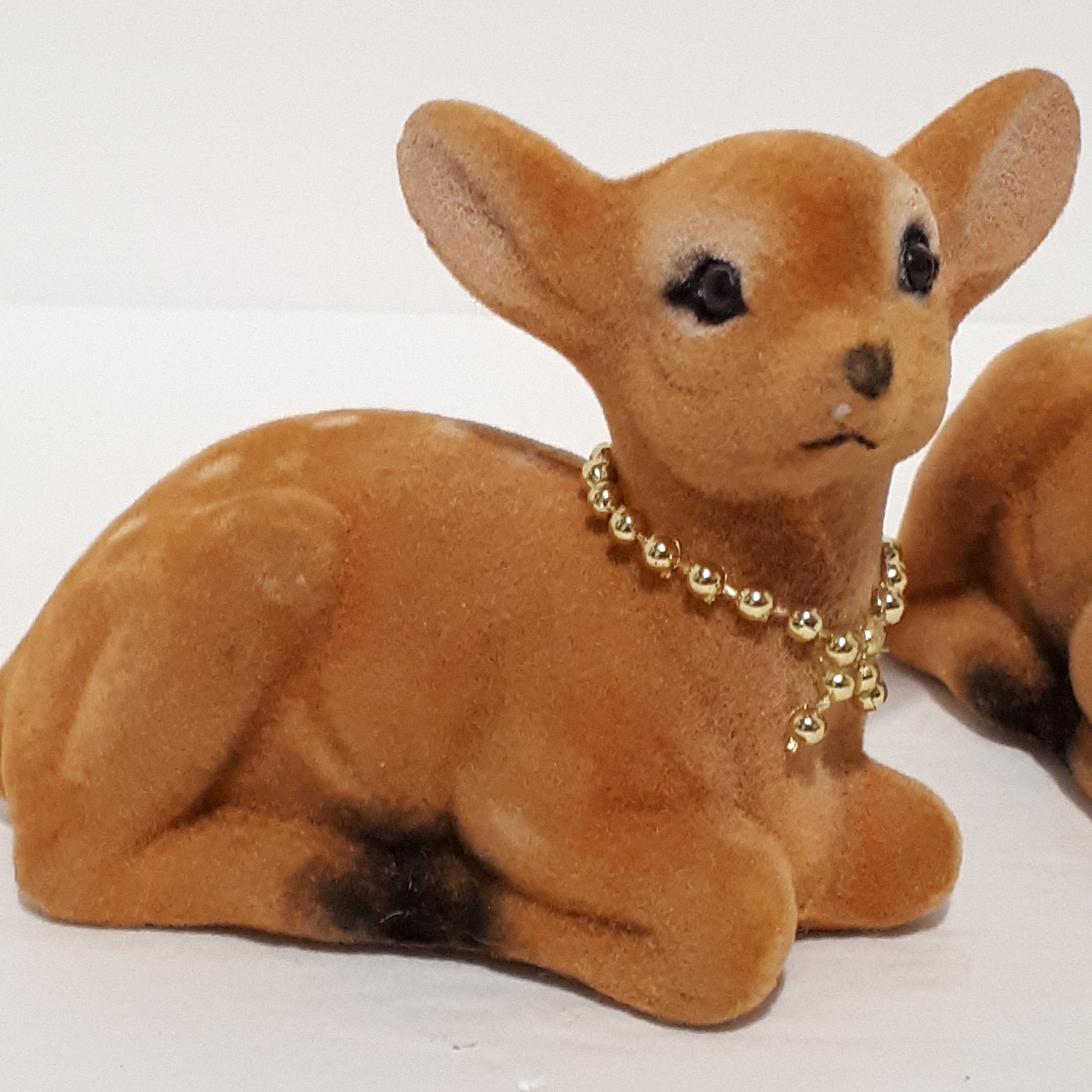 Vintage Deer Ornaments Two Flocked Holiday Decor Etsy Canada