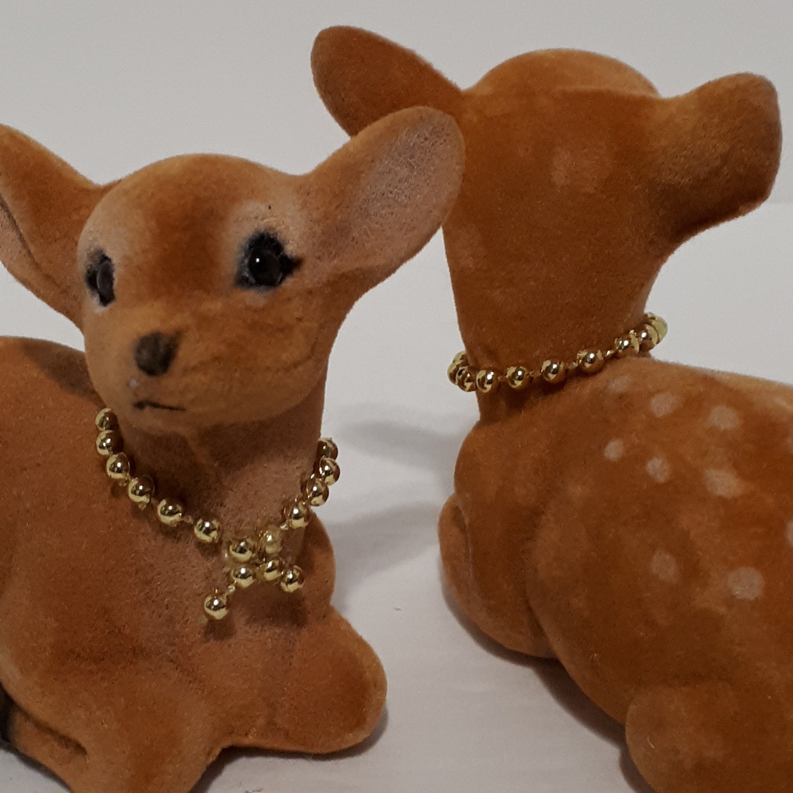 Vintage Deer Ornaments Two Flocked Holiday Decor Etsy Canada