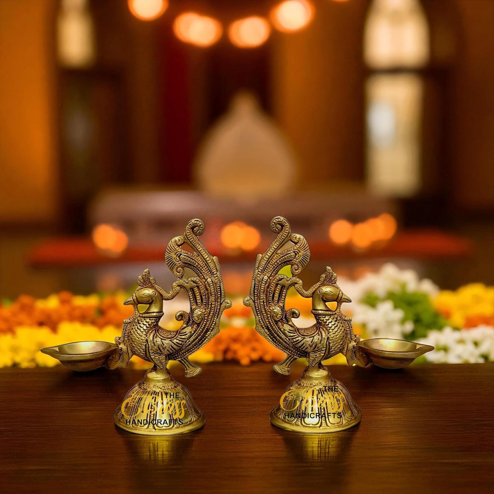 Brass Annam Bird Diya 8 Inch | Traditional Brass Oil Lamp for Home Temple | Handcrafted Decorative Deepak | Indian Pooja Diya for Auspicious