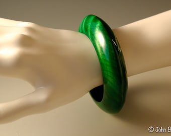 Wood Bangle Bracelet.  Figured Maple in Green