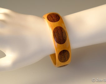 Wood Bangle Bracelet, Maple with Wenge Dots