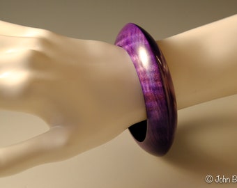 Wood Bangle Bracelet, Figured Maple in Purple