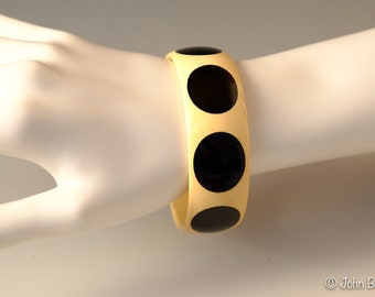 Wood Bangle Bracelet, Holly with Ebony Dots