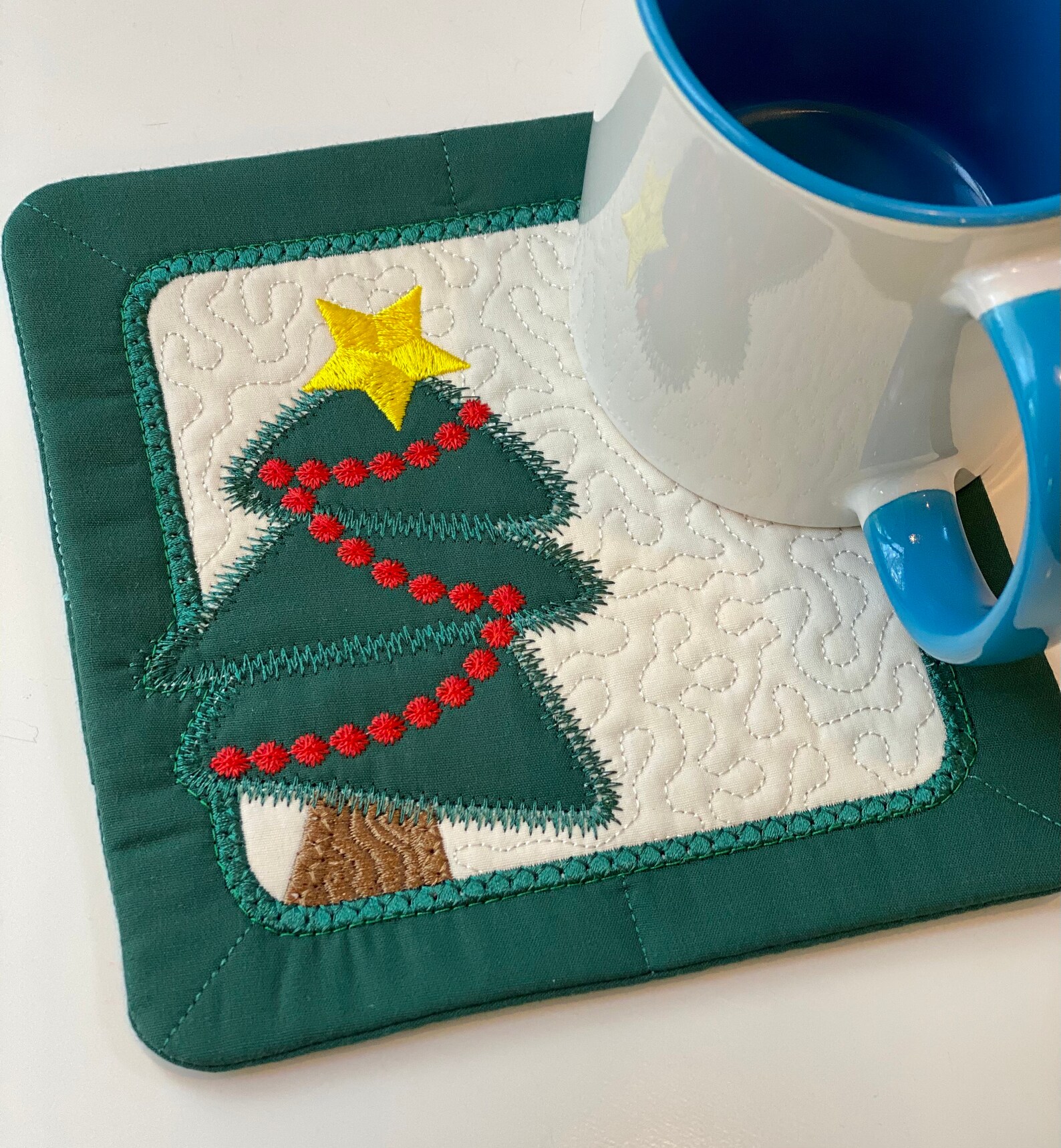 Christmas Mug Rug Christmas Tree Tea Mat Quilted Mug Rug  Etsy
