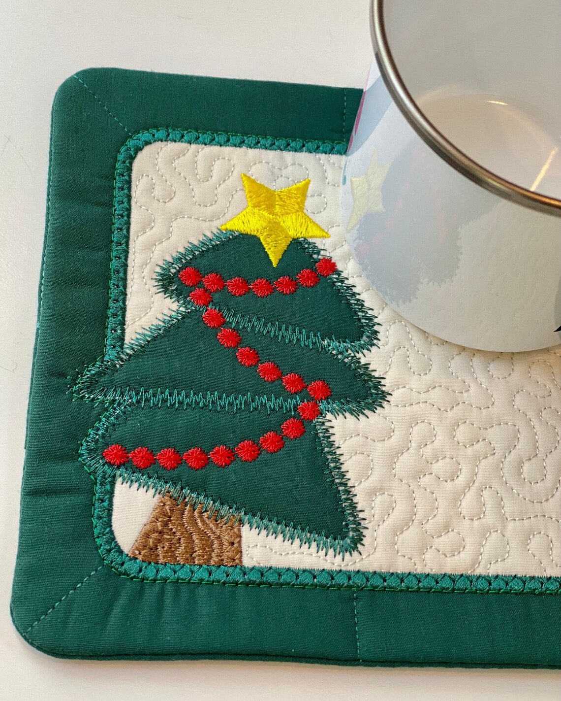 Christmas Mug Rug Christmas Tree Tea Mat Quilted Mug Rug  Etsy