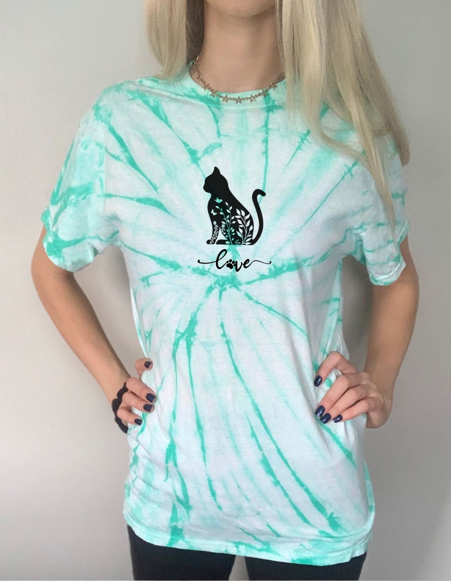 Tie Dye Cat Shirt Cat Lover Tshirt Tie Dye Tshirt Cat Mom Etsy