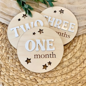 Baby Milestone Markers Monthly Milestone Discs Baby Photo Props First Year Wooden Monthly Milestone Discs Boho Baby Shower Gifts