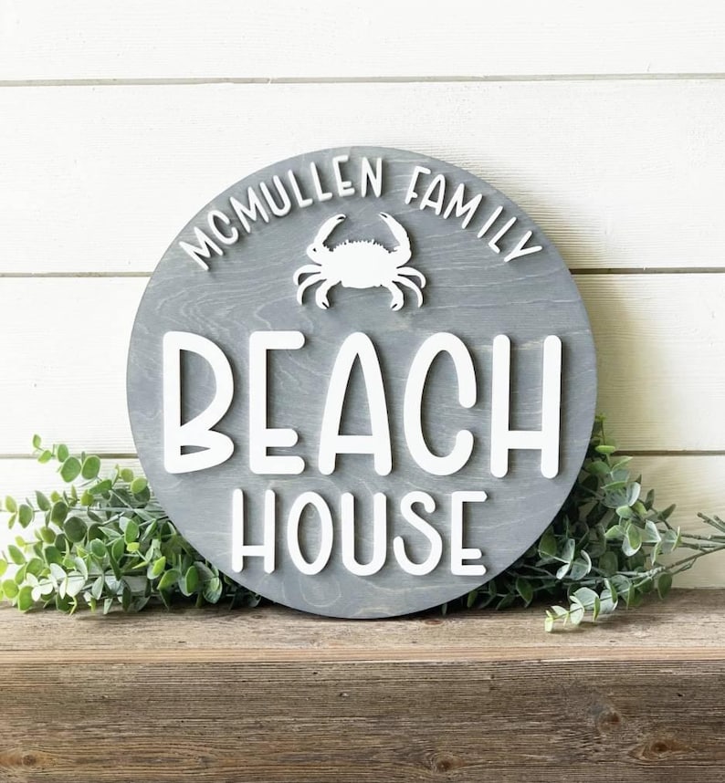 Personalized Beach House Sign, Beach Sign, Beach House Decor, Lake House Sign, Beach Decor, Beach Themed Decor, New Home Gift, Closing Gift image 2
