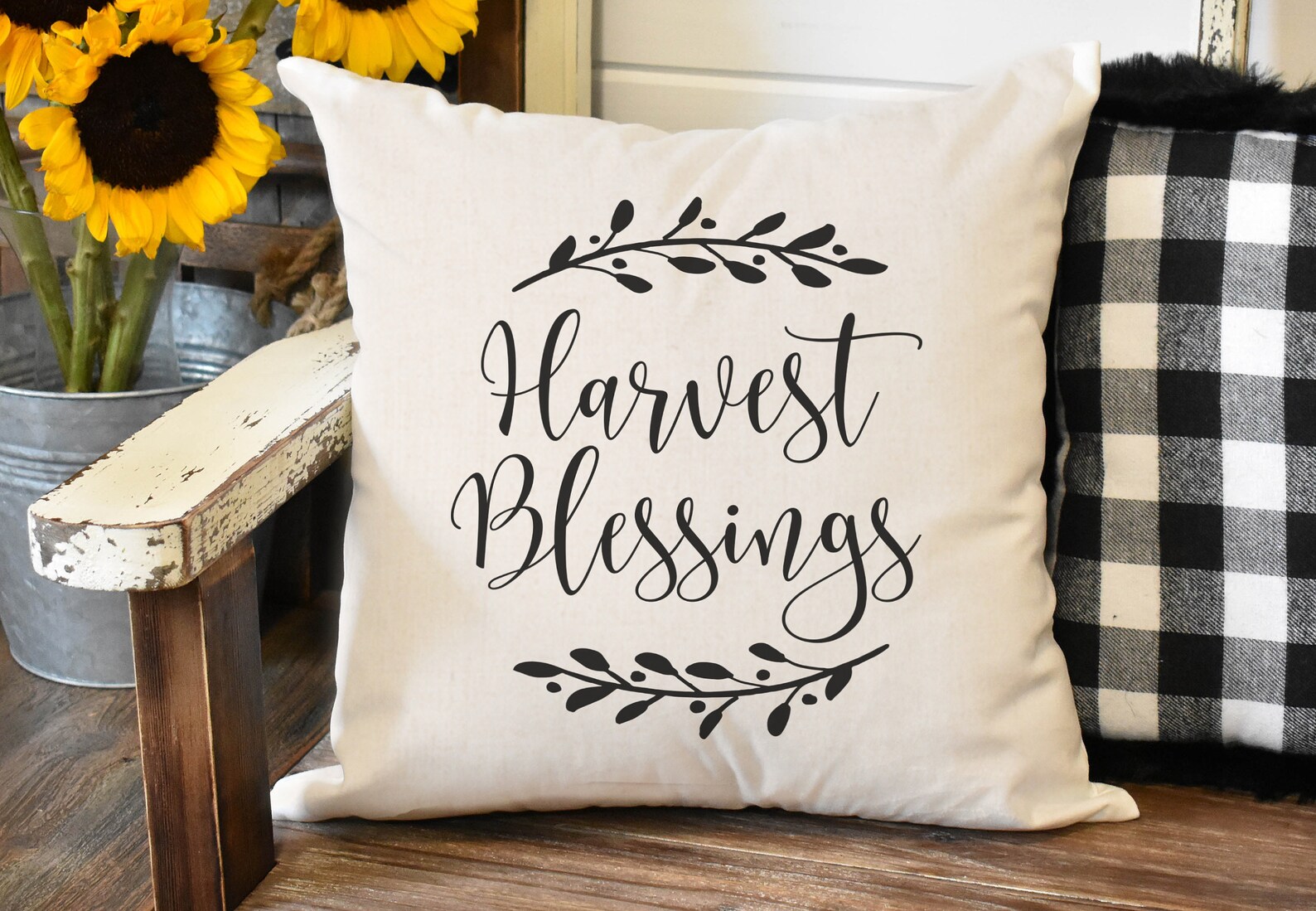 Fall Pillow Covers Harvest Blessings Autumn Decor Etsy