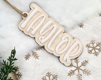 Personalized Stocking Tag Custom Bag Tag Backpack Name Tag Personalized Christmas Gift Tag Acrylic Gift Tag Christmas Stocking Wood Name Tag