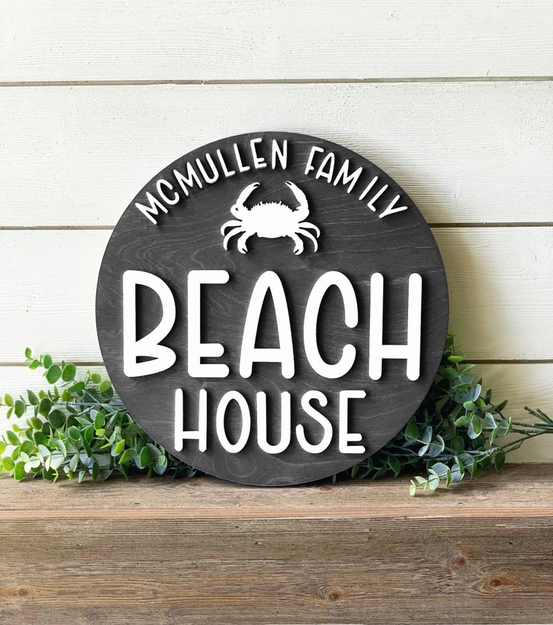 Personalized Beach House Sign, Beach Sign, Beach House Decor, Lake House Sign, Beach Decor, Beach Themed Decor, New Home Gift, Closing Gift, Black