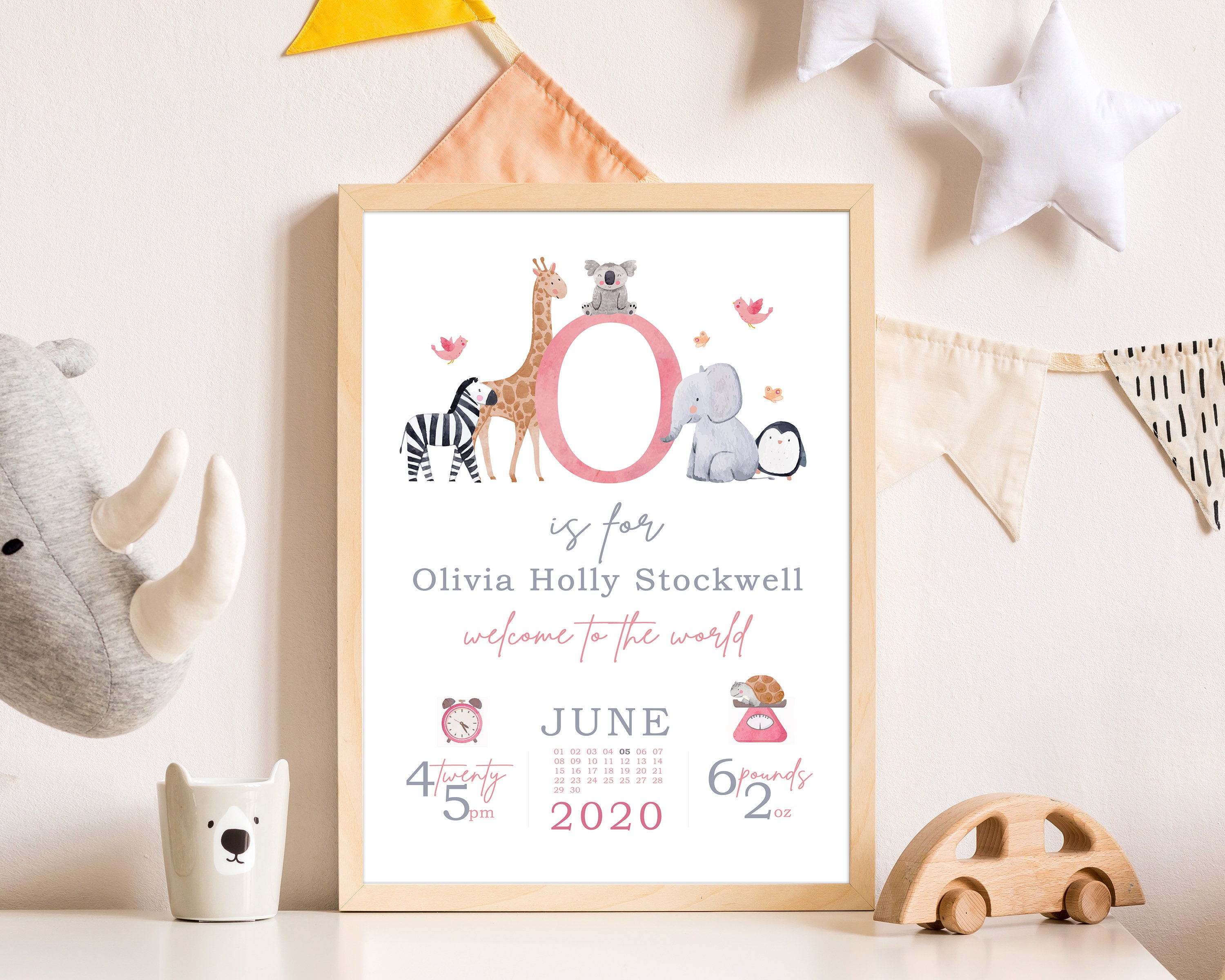 New Baby Gift Personalised New Baby Print Christening Gift Birth Details Print Birth Stats Nursery Decor Wall Art New Baby Boy Gift