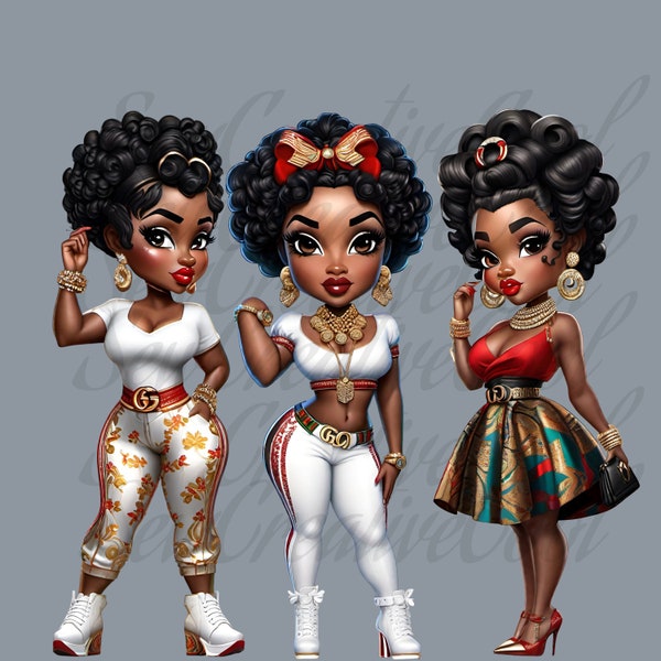 African American Sisters| Kiki Dolls |Fashion |PNG |Tumblers |T-shirts |mugs |Planners| Digital Art |Digital Print