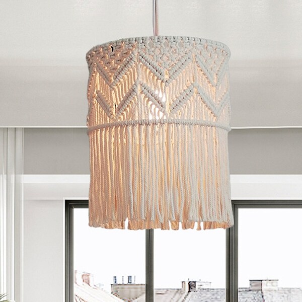 farmhouse lighting Boho Lampshade fringe cotton pendant macrame chandelier fixture for nursery living room bedroom baby room