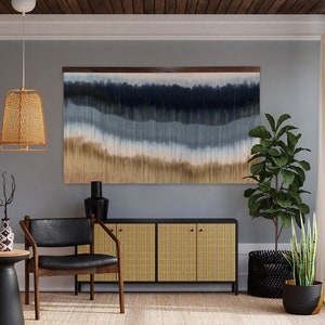 Large boho wall decor, minimalist wall art, Macrame wall hanging tapestry, Modern farmhouse bedroom living room entryway retro yarn decor