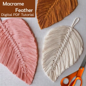 Easy macrame wall hanging Pattern PDF Tutorial Macrame Pattern for beginner, How to make macrame feather Home Decor Diy, Kids Nursery Decor