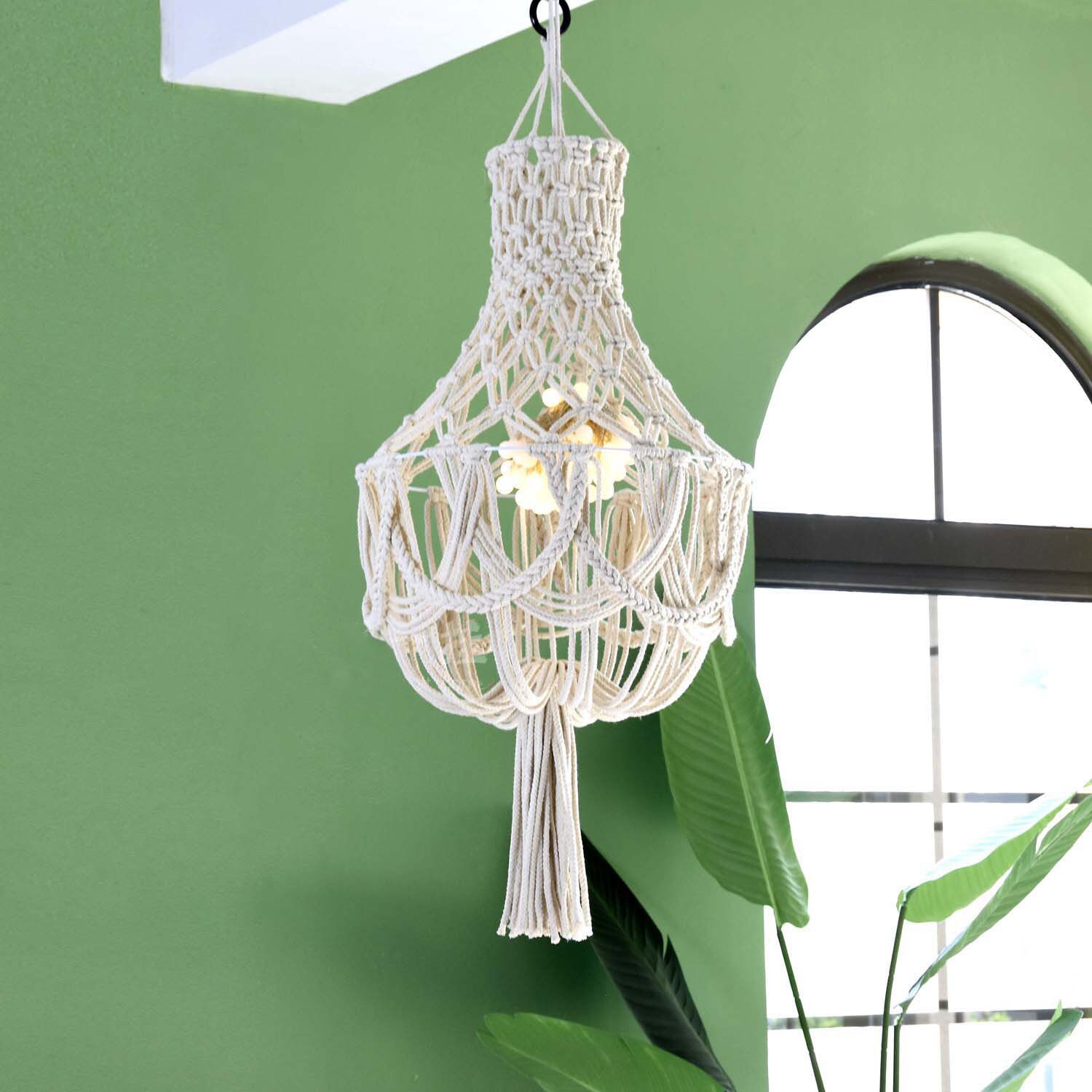 Boho Hanging Pendant light Chandelier lampshade bohemian Etsy