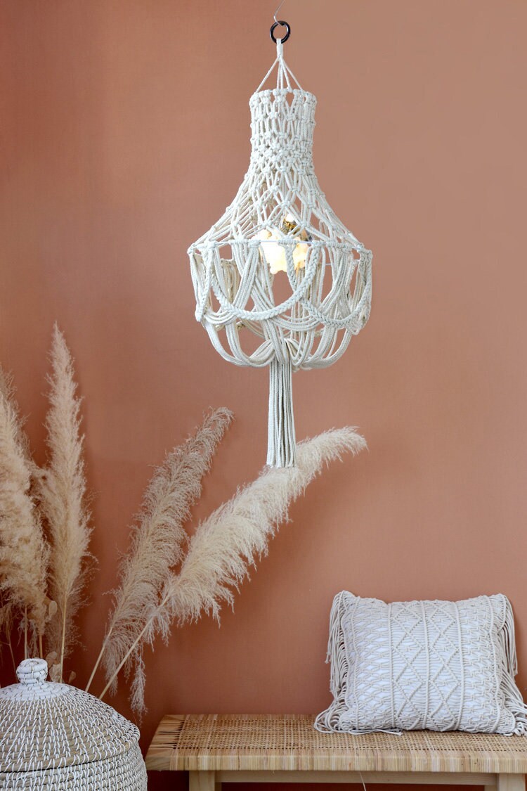 Boho Hanging Pendant light Chandelier lampshade bohemian Etsy