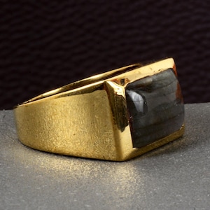 Siegelring, Edelsteinring, Natürlicher Labradorit-Herrenring, Siegelring für Frauen, Geburtstagsgeschenk für ihn, Boho-Ring, Unisex-Siegelring