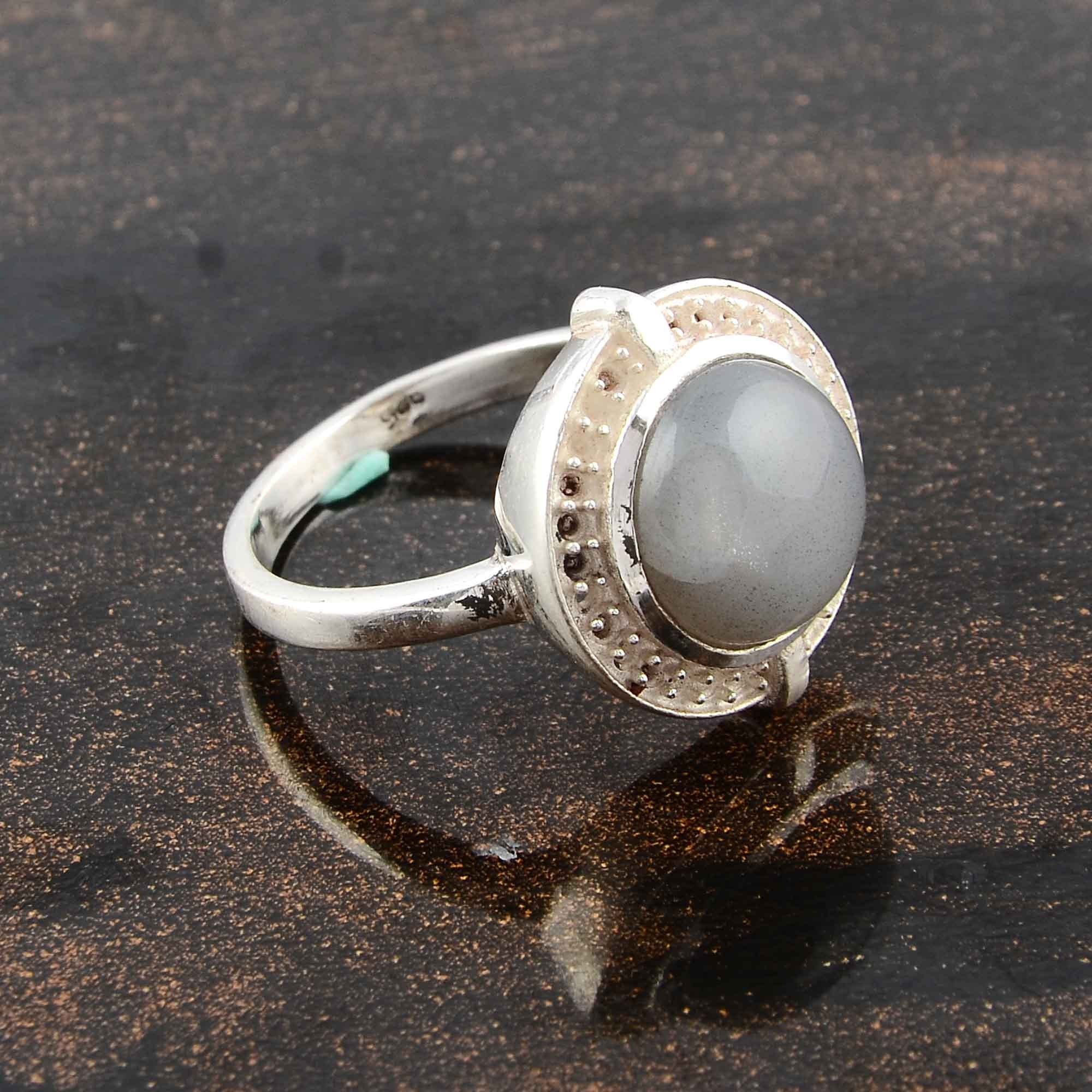 Grey moonstone ring Statement ring Gemstone silver ring Etsy