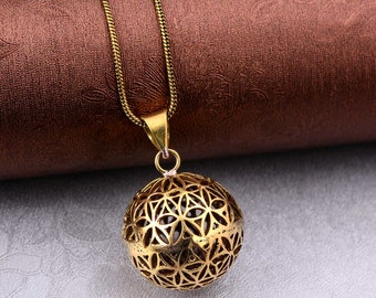 Angel Caller, Bola, Harmony, Chime, Brass & Silver Plated Pendant, Harmony Pregnancy Necklace