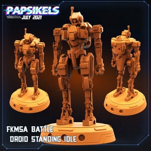 FKMSA Idle Battle Droids | Cyberpunk | 32mm Scale 3D printed Tabletop Gaming Miniature by Papsikels
