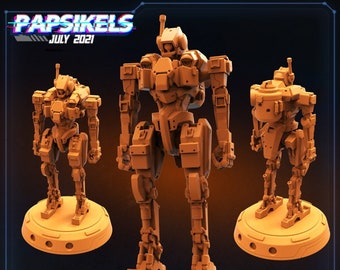 FKMSA Idle Battle Droids | Cyberpunk | 32mm Scale 3D printed Tabletop Gaming Miniature by Papsikels