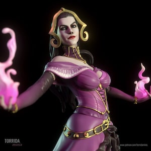 Black Magic Necromancer 3D gedruckte Statue | Garagen-Set | Modellbausatz | entworfen von Torrida Minis