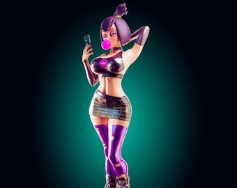 Goth Ghost Enthusiast Pin Up Figurine | 3D Resin print | Model Kit | Garage Kit | by Officer Rhu