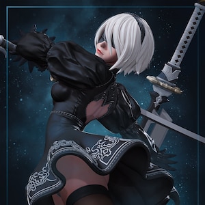 Female Battle Android 3D Printed Statue Fan Art | Garage Kit | Model Kit | designed by Nomnom Figures