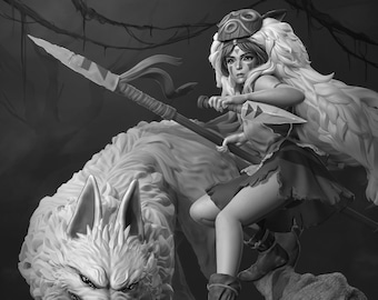 Wolf Princess 3D Printed Statue | Garage Kit | Model Kit | designed by Nomnom Figures