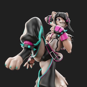 Furry Fighter Pin Up Figurine | Wydruk z żywicy 3D | Zestaw modeli | Zestaw garażowy | autorstwa Anyone
