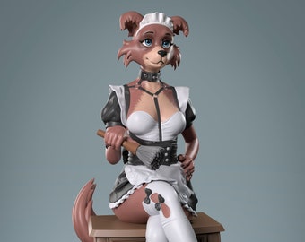 Puppy Maid Pin Up Figurine | 3D Resin print | Model Kit | Garage Kit | by Anyone