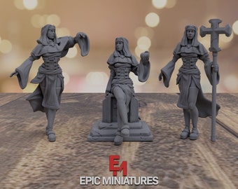 Tabletop Premium Miniature Figure Nun Assistant Cross 32mm Epic Miniatures DSA DnD Aos