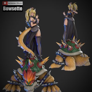 Bowsette 3D gedruckte Statue | Garagen-Set | Modellbausatz | entworfen von EllaArt