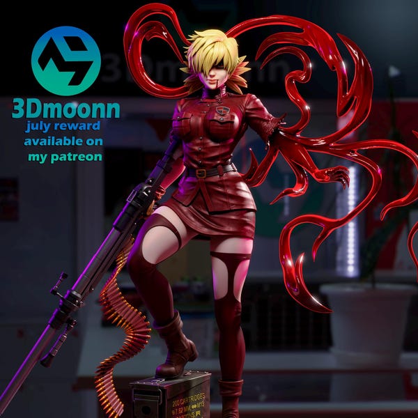 Turned Vampie Pin Up 3D Printed Figurine or Model Kit Designed by 3DMoonn