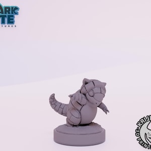 Kaijumon Alolan Sandshrew 3D Printed Miniature | Designed by Kaijumon Miniatures | Resin Printed | Unpainted Miniature