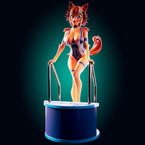 Pool Puppy Girl Pin Up Figurine | 3D Resin print | Model Kit | Garage Kit | by Officer Rhu