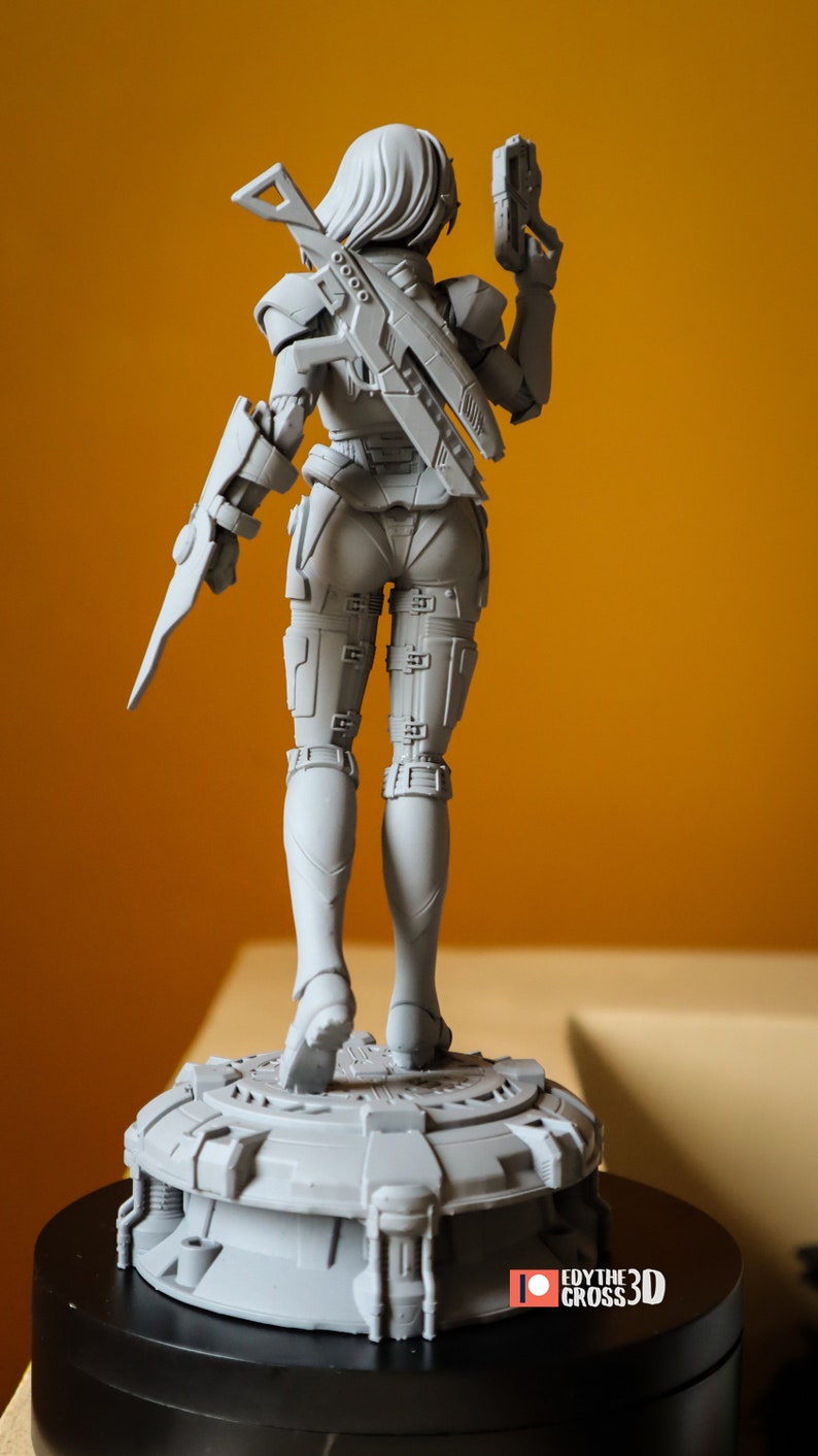 Female Shepard From Mass Effect 3d Printed Pinup Statue Fan Etsy