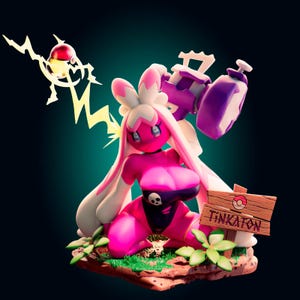 Pink Hammer Girl Pin Up Figurine | 3D Resin print | Model Kit | Garage Kit | by Officer Rhu