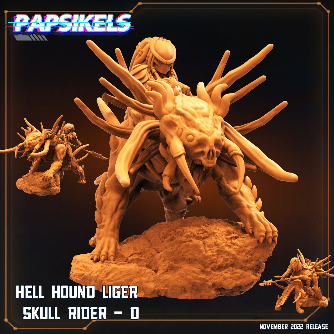 Hell Hound Liger Skull Rider | Aliens Vs Skull Hunters | 32mm Scale 3D ...