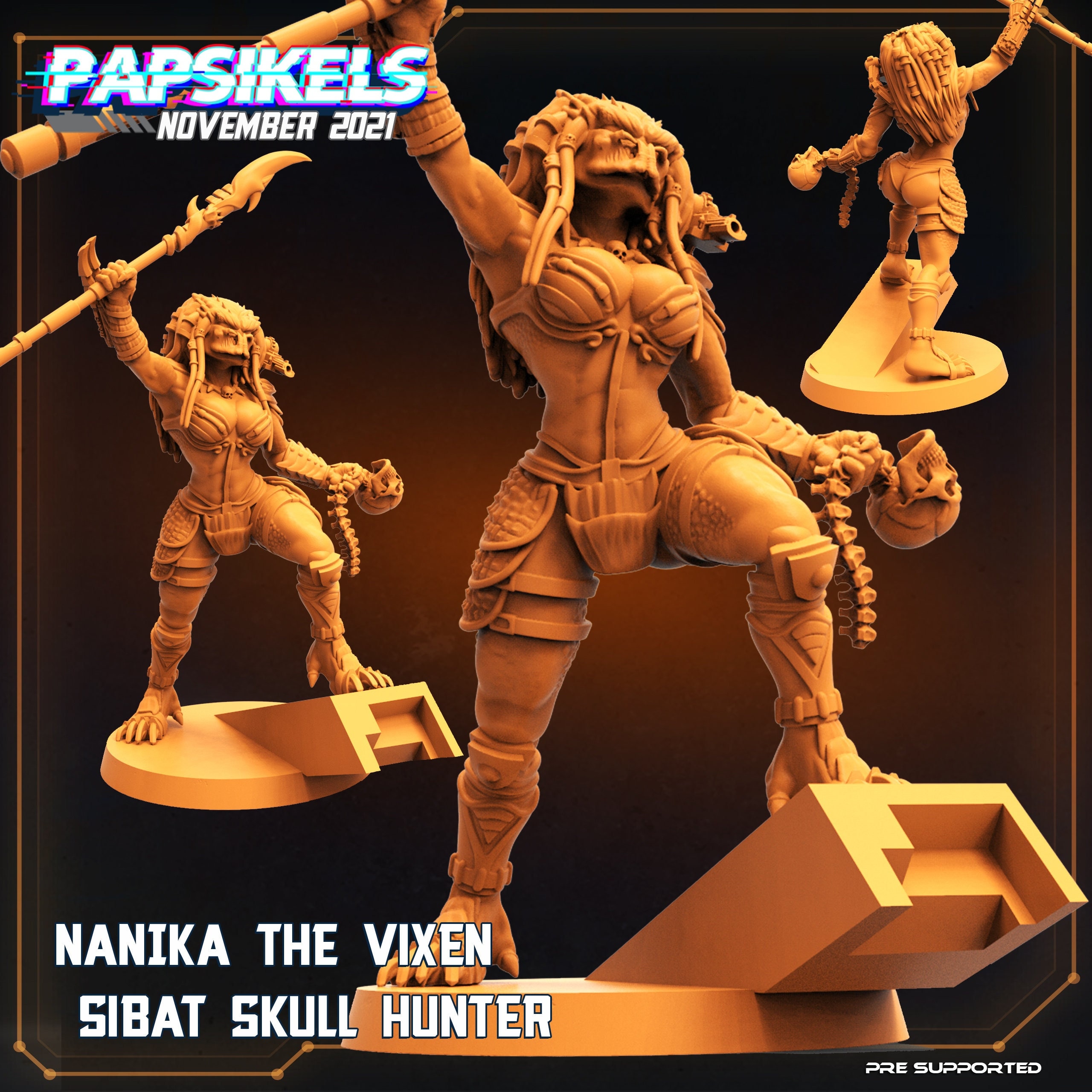 3D Printable VIXEN DEATH DANCER FANATIC DEATH SEEKER SKULL HUNTER by  PAPSIKELS MINIATURES