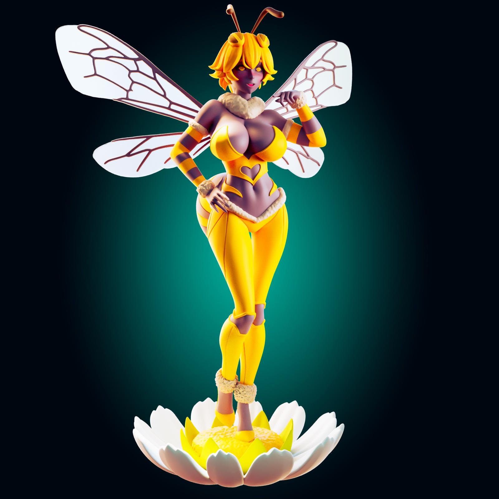 Bee Girl Pin Up Figurine | 3D Resin print | Model Kit | Garage Kit | by Officer Rhu