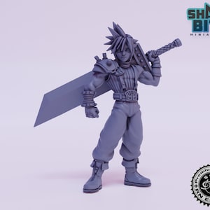 Classic JRPG Character Miniature Claude, 32mm scale 3D printed Tabletop RPG for Dungeons & Dragons, Pathfinder, and more by RN Estudio