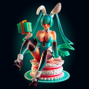 Virtual Idol Girl Pin Up Figurine | 3D Resin print | Model Kit | Garage Kit | by Officer Rhu