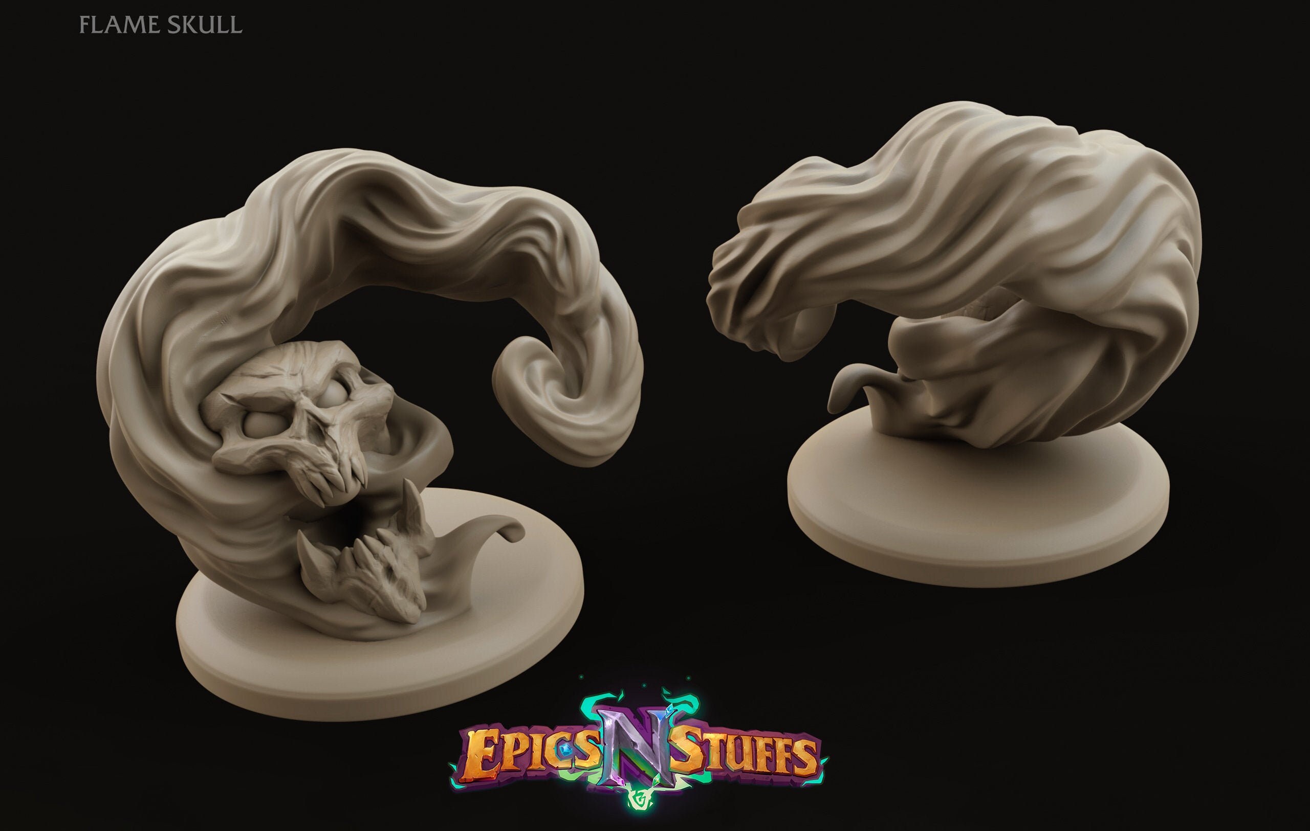Flaming Skull Miniature 25mm 32mm 3D printed Tabletop RPG | Etsy