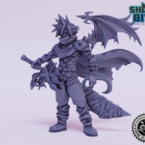 Classic JRPG Miniature Winged Claude, 32mm scale 3D printed Tabletop RPG for Dungeons & Dragons, Pathfinder, and more by RN Estudio